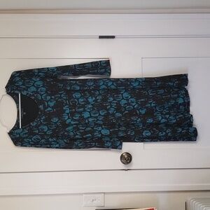 Karen Kane Black and Turquoise Long Sleeve Dress